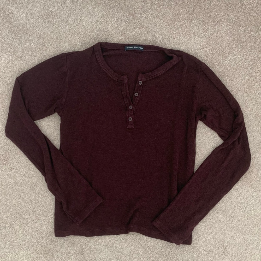Brandy Melville quarter button down long sleeve top